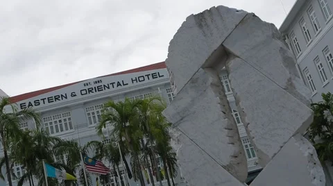 Low Angle Shot of The Eastern &amp; Oriental Hotel in Penang Stock Footage 48136645
