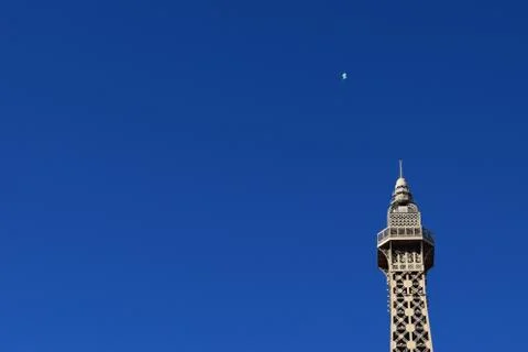 Low angle shot of the Eiffel Tower of Paris Las Vegas Hotel and Casino Stock Photos