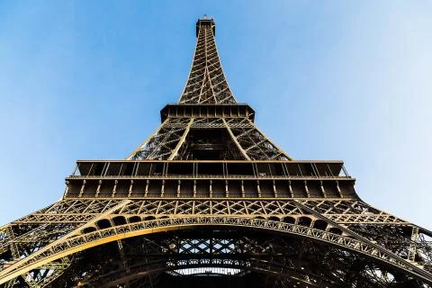 Low angle shot of the Eiffel tower Paris France 스톡 사진