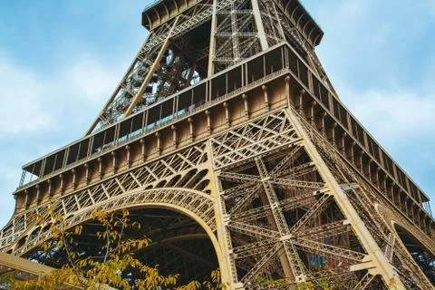 Low angle shot of the Eiffel Tower in Paris, France Stock Photos