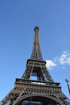 Low angle shot of the Eiffel Tower, Paris, France with blue clear sky Photos