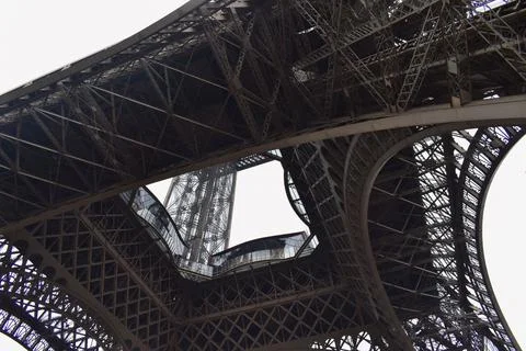 Low angle shot of the Eiffel Tower in Paris, France Stock Photos