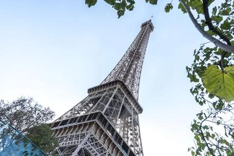 Low-angle shot of the Eiffel Tower in Paris, France Stock Photos