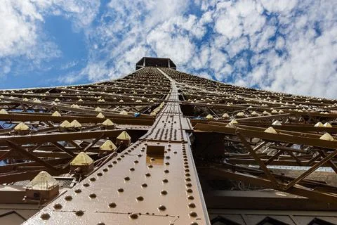 Low angle shot of the Eiffel Tower in Paris, France Stock Photos