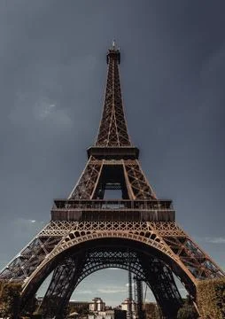 Low-angle shot of the Eiffel tower in Paris, France Stock Photos