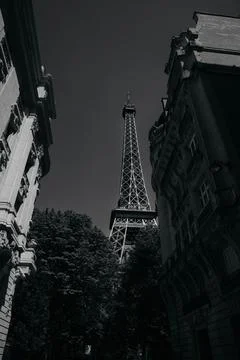 Low-angle shot of the Eiffel tower in Paris, France Stock Photos