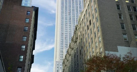 Low angle shot of the Empire State Building. Stock Footage 73011609