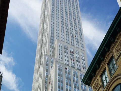 Low angle shot of the Empire State Building. Stock Footage 73336308