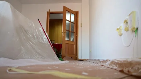 Low angle shot of empty room during home renovation Видео 341362827