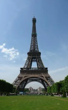Low angle shot of the famous Eifel Tower at daytime in Paris, France 写真素材