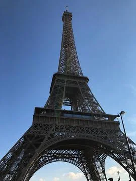 Low angle shot of a famous Eiffel tower in Paris Stock Photos