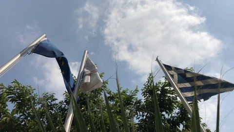 Low Angle Shot of Flags in Motion Video stock 101228186