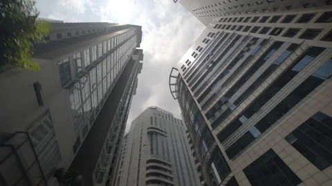 Low angle shot of high buildings/ skyscrapers at Kuala Lumpur City Centre (KLCC) Stock Footage 135624608