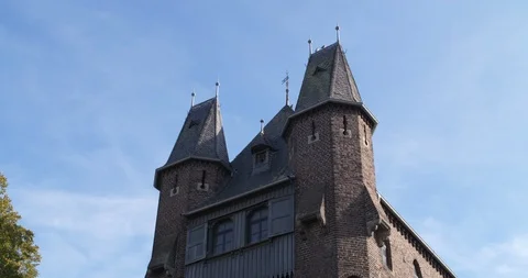Low angle shot historical gate of the medieval old town Kempen, Germany 4K Stock Footage 96125786