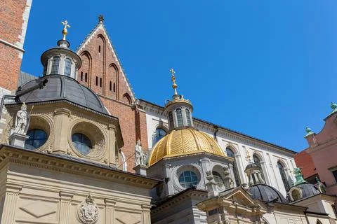 Low angle shot of the Kaplica Zygmuntowska Chapel in Krakow, Poland Stock Photos