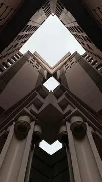 Low-angle shot of the Les Espaces de Abraxas in Noisy-le-Grand, Paris Stock Photos