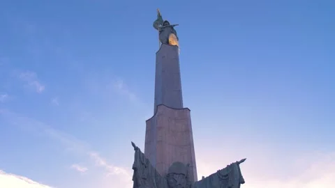 Low angle shot of memorial for fallen Russian soldiers Stock Footage 147436449