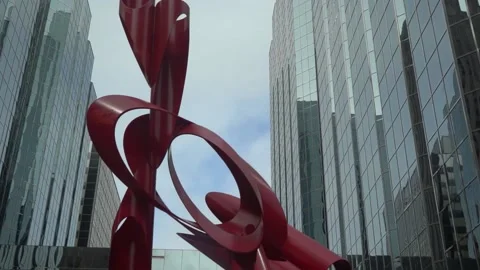 Low Angle Shot of Modern Art in Downtown Oklahoma City Stock-Footage 157499770