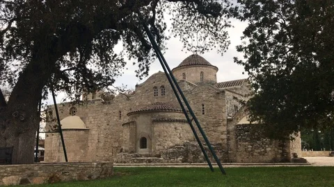 Low Angle Shot of Old Church in Larnaca Stock Footage 100593073