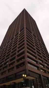 Low angle shot of One Beacon building against cloudy sky in Boston, Massachusett Fotos de archivo