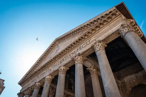 Low angle shot of the Pantheon monument in Paris, France against blue sky Stock Photos