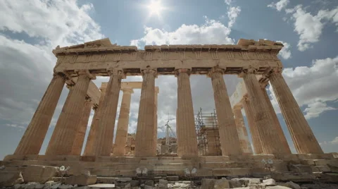 A low angle shot of the Parthenon in the Acropolis of Athens, Greece 動画素材 64408534