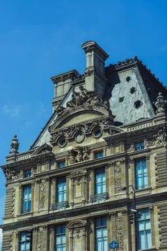 Low angle shot of Pavillon de Flore museum in Paris, France Stock Photos