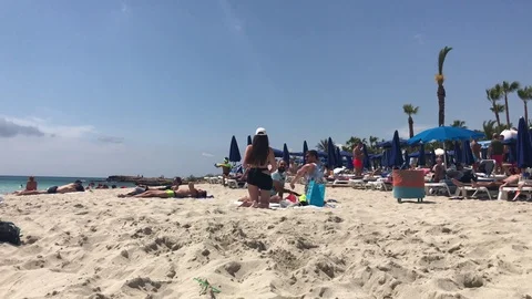Low Angle Shot of People at the beach Stock Footage 91209030