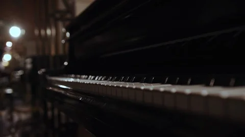 Low angle shot of piano keyboard. Performance, classical instrument, concert Stock Footage 112674607