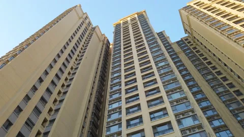 Low angle shot of residential building for sales in Beijing, China. Stock Footage 169515047