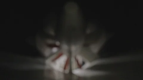 A low angle shot of a rotating wind turbine in a tunnel Stock Footage 118840648