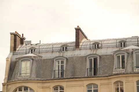 Low angle shot of a rounded building roof in Paris, France Stock Photos