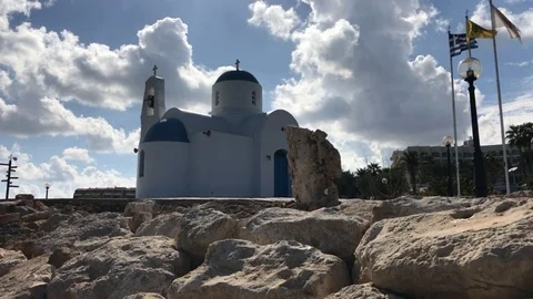 Low Angle Shot of Saint Nicholas Chapel in Protaras Stock Footage 90651928
