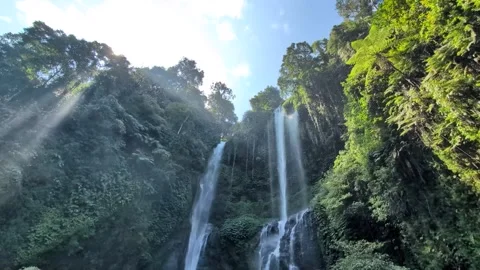 Low angle shot of Sekumpul waterfall in Northern Bali, Indonesia Stock Footage 311011785