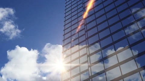 Low Angle shot of Skyscraper 3D animation Stock Footage 156253117