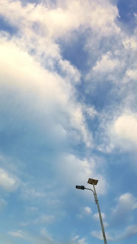 Low Angle Shot of Solar Panel Streetlight Stock Footage 312244281
