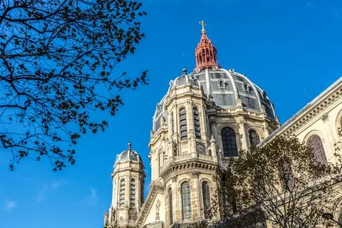 Low-angle shot of the St. Augustine Church in Paris, France Stock Photos
