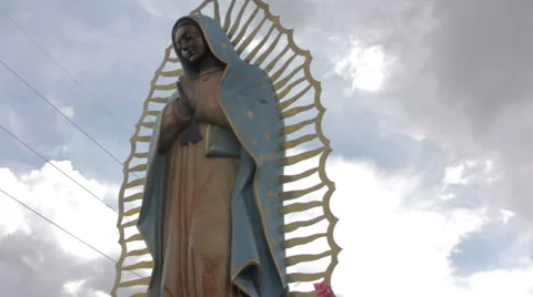 Low Angle Shot of a Statue of the Virgin of Guadalupe Stock Footage 64826103
