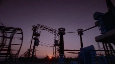 Low angle shot of a transformer station Stock Footage 312274151