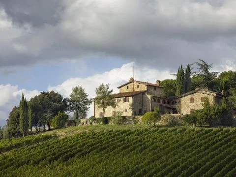 Low angle shot of tuscan villa Stock Photos
