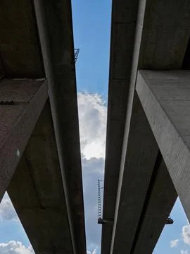 Low angle shot of two bridges Stock-Fotos