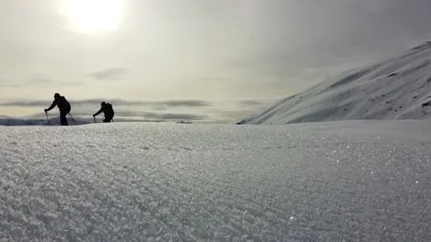 Low angle shot of two ski tourers Video stock 145801193