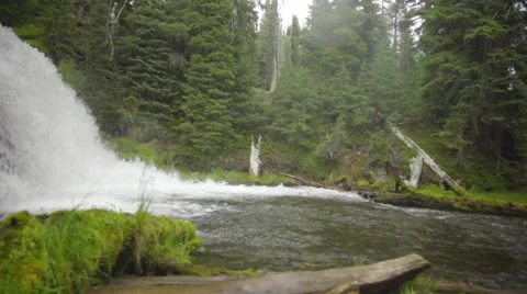 Low angle shot of waterfall and river Stock Footage 59130678