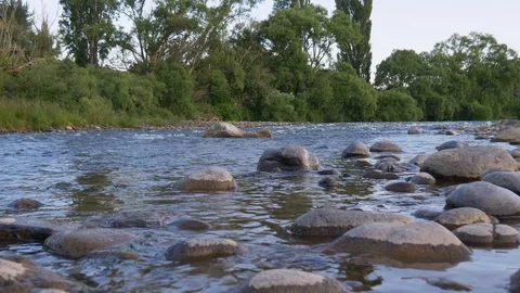 Low angle shot Whanganui river in New Zealand Stock Footage 100344376