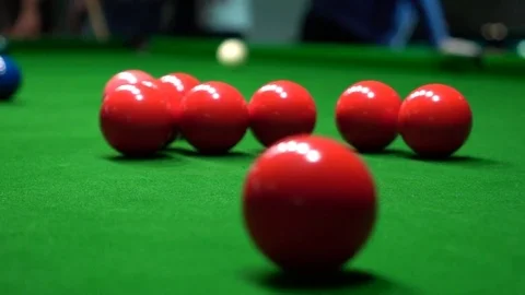 Low Angle Shot Of A Young Handsome Man Playing Snooker Stock Footage 71704673