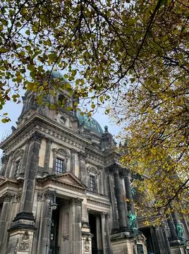 Low angle side view of The Berlin Cathedral in autumn.  Stock Photos