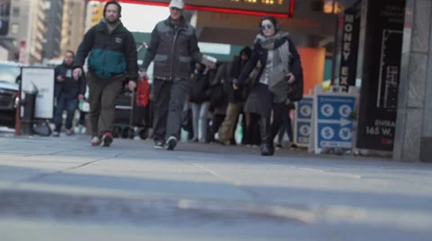Low angle sidewalk view of people in New York City Stock Footage 62417667