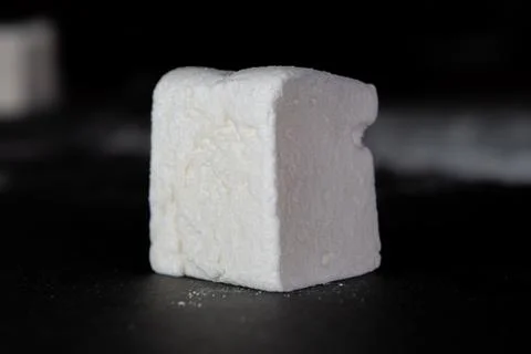 Low Angle of Single Marshmallow Cube Stock Photos