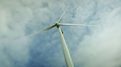 Low angle Single Wind Turbine Stock Footage 50378222
