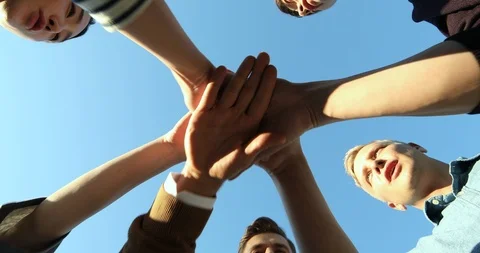Low angle, sky view, drawing, start-up, young people Stock Footage 100960176